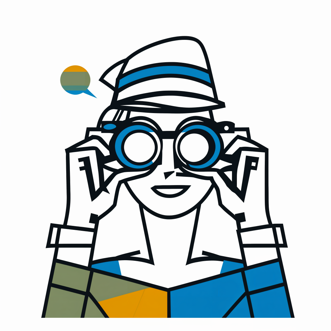 Person with binoculars pictogram